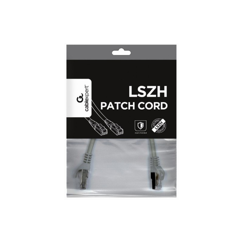 Патч-корд 1м S/FTP Cat 6A CU LSZH grey Cablexpert (PP6A-LSZHCU-1M)