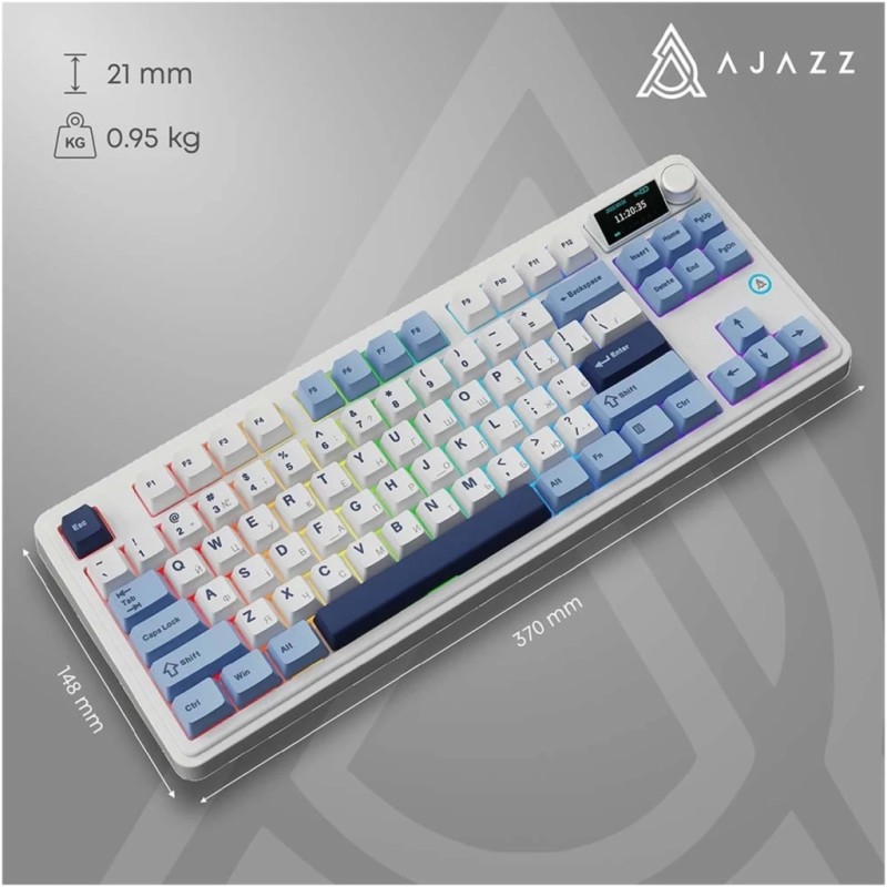 Клавиатура Ajazz AK870 PLUS Murad Switch RGB Wireless/Bluetooth/USB White (AK870-MU-BWD)