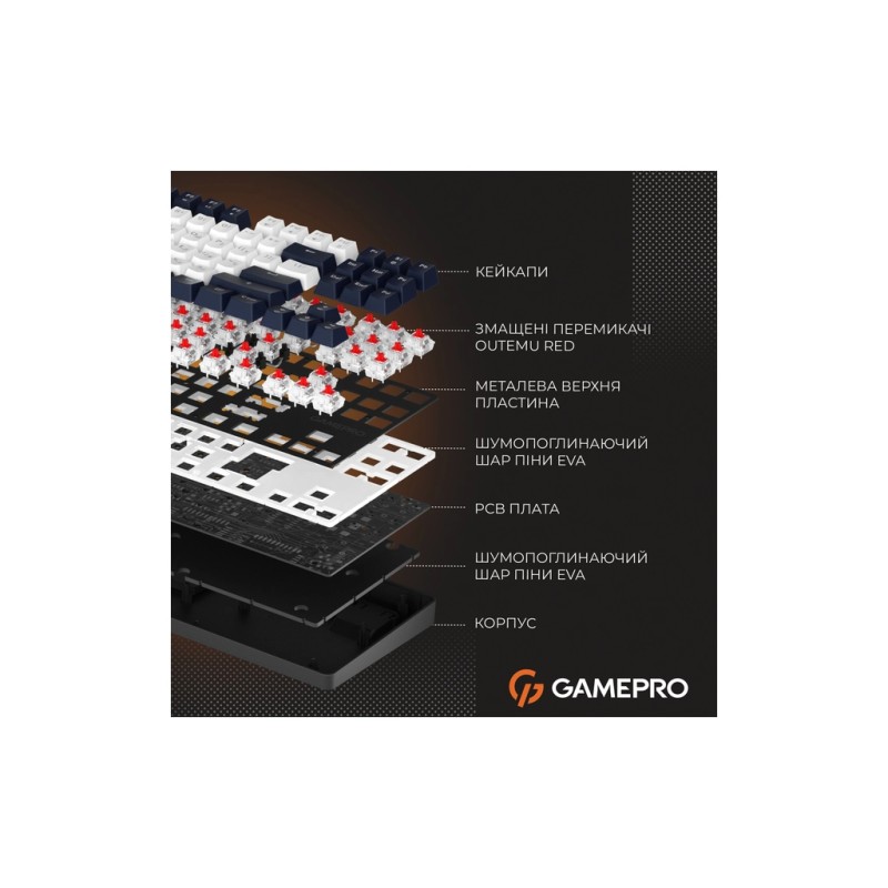 Клавіатура GamePro Genesis Metallic MK110B Outemu Red Switch USB UA Black (MK110B)