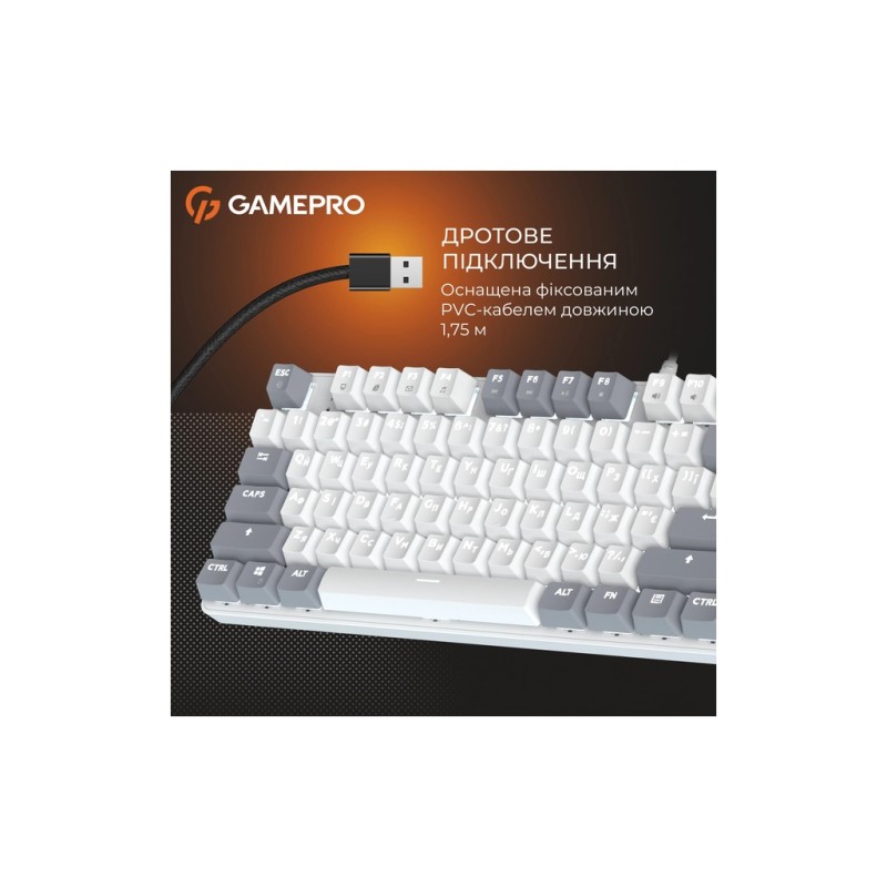 Клавиатура GamePro Genesis Metallic MK110W Outemu Red Switch USB UA White (MK110W)