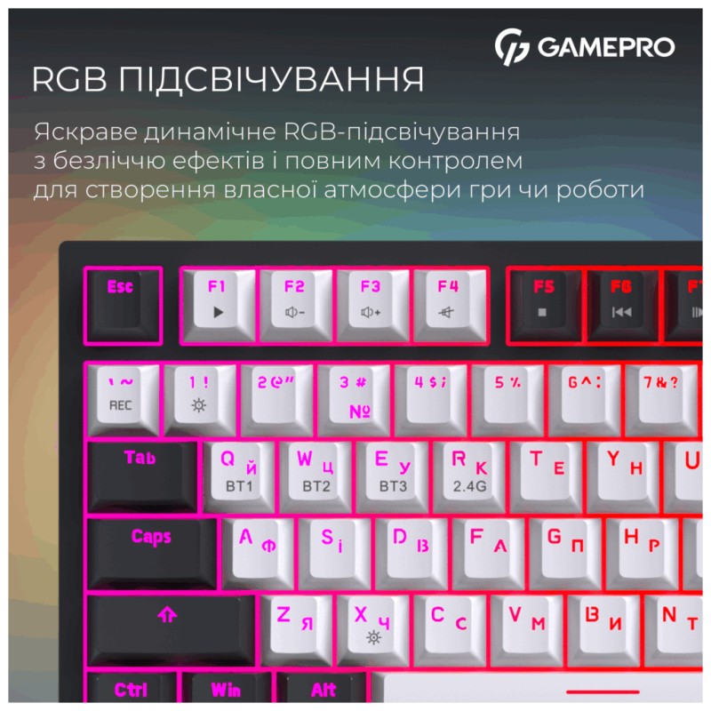 Клавиатура GamePro Asgard Valhalla Pro MK160B-D-Pro Rainy Switch Wireless/Bluetooth/USB UA Black (MK160B-D-Pro)
