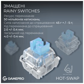Клавиатура GamePro Asgard Valhalla Pro MK160B-D-Pro Rainy Switch Wireless/Bluetooth/USB UA Black (MK160B-D-Pro)