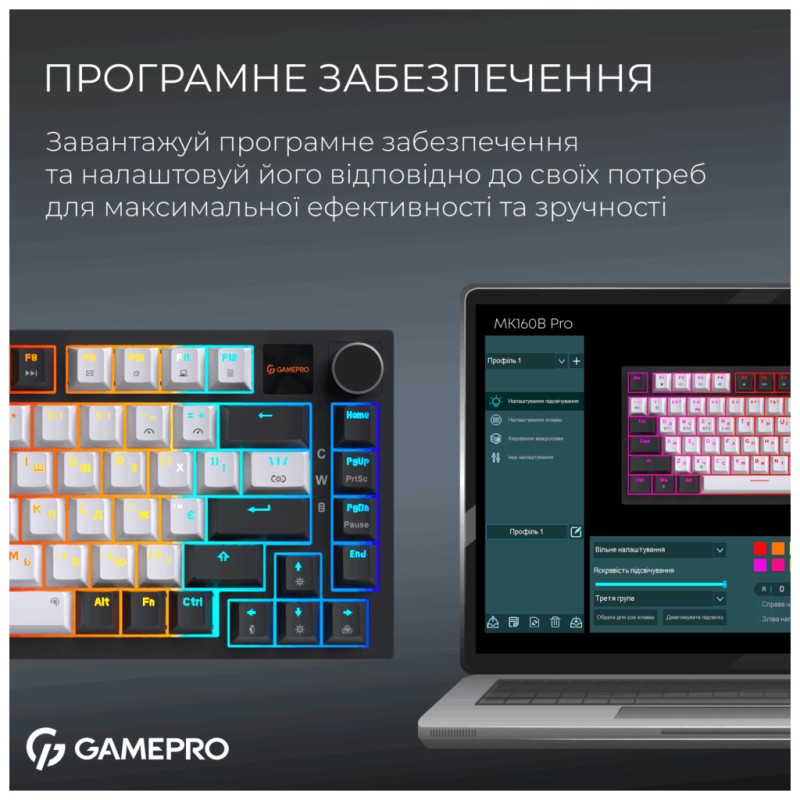 Клавиатура GamePro Asgard Valhalla Pro MK160B-D-Pro Rainy Switch Wireless/Bluetooth/USB UA Black (MK160B-D-Pro)
