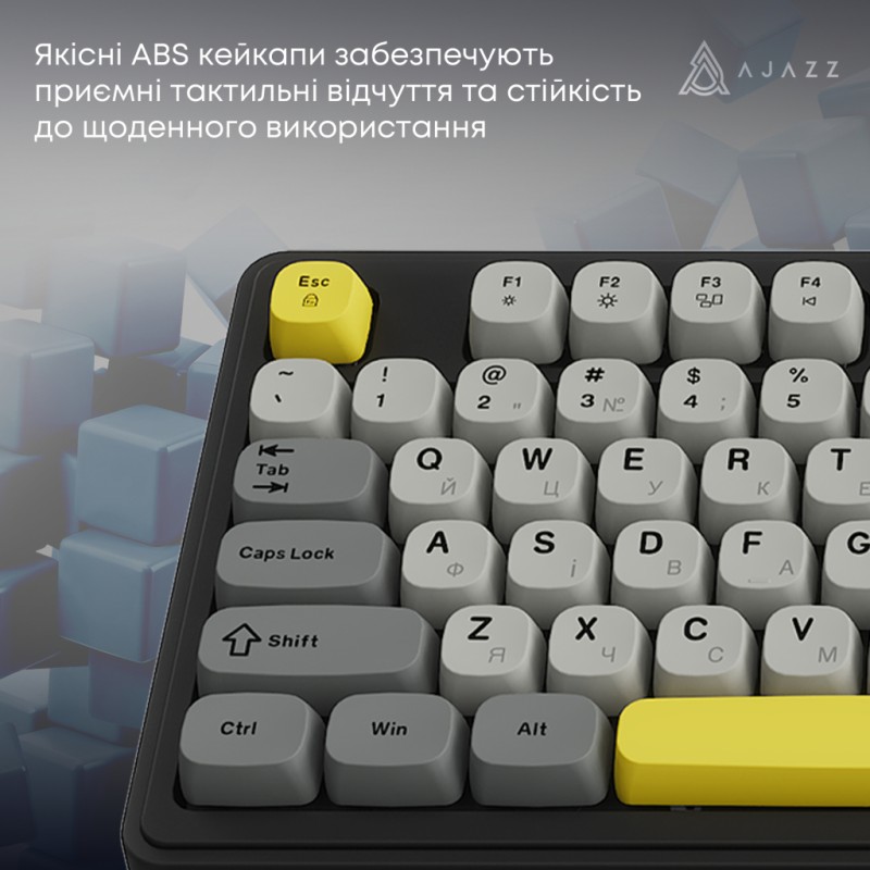 Клавиатура Ajazz AF98 Plus Wireless/Bluetooth/USB UA Black/Grey/Yellow (AF98-PLUS-BGY)