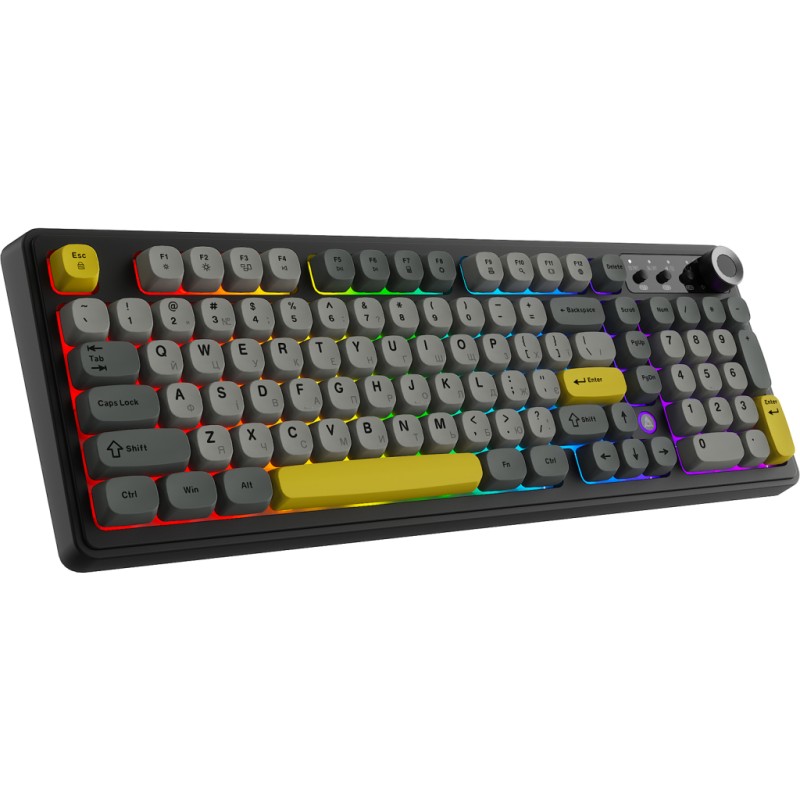 Клавиатура Ajazz AF98 Plus Wireless/Bluetooth/USB UA Black/Grey/Yellow (AF98-PLUS-BGY)