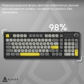 Клавиатура Ajazz AF98 Plus Wireless/Bluetooth/USB UA Black/Grey/Yellow (AF98-PLUS-BGY)