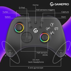 Геймпад GamePro с зарядной станцией BT 5.3/USB/2.4 ГГц (Switch/PC/iOS/Android) RGB Black (GPX13BDOC)