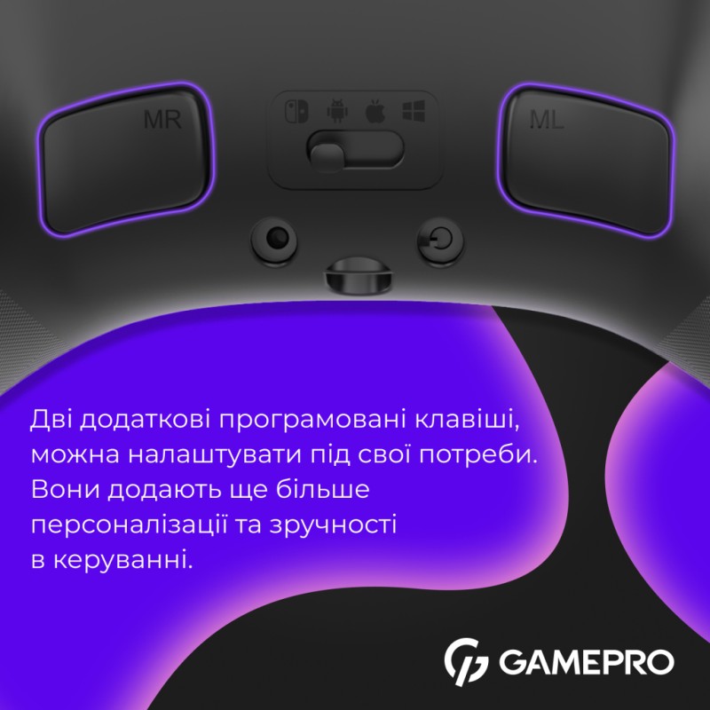 Геймпад GamePro с зарядной станцией BT 5.3/USB/2.4 ГГц (Switch/PC/iOS/Android) RGB Black (GPX13BDOC)