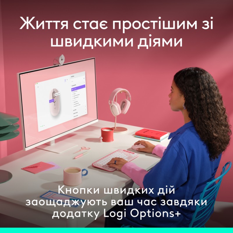 Мышка Logitech POP Mouse With Emoji Bluetooth Rose (910-007413)