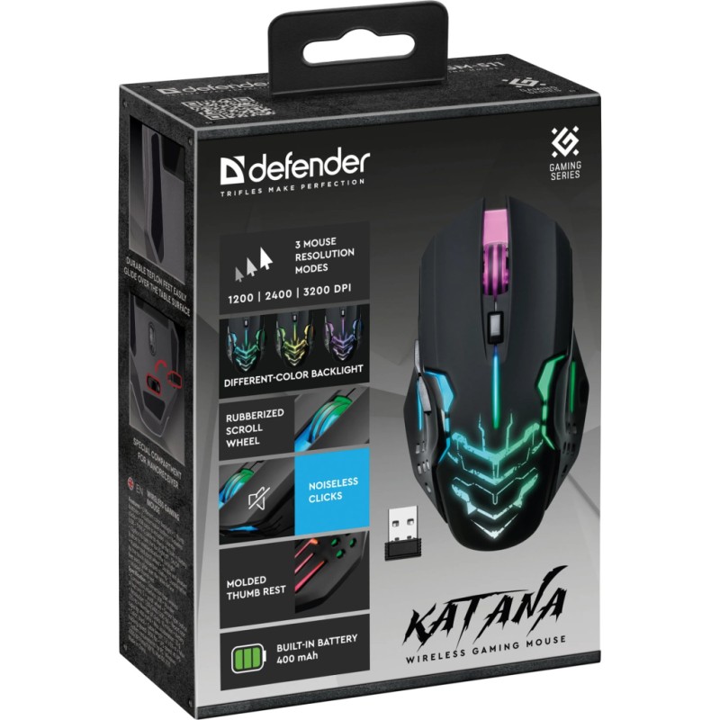 Мышка Defender Katana GM-511 LED Wireless Black (52511)