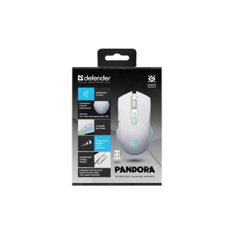Мышка Defender Pandora GM-502 LED Wireless White (52502)