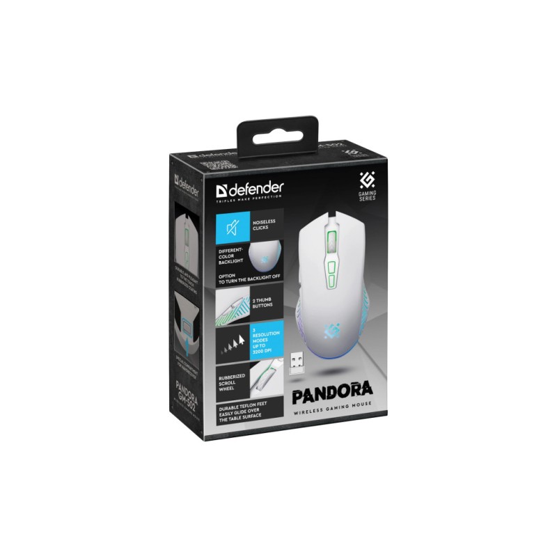 Мышка Defender Pandora GM-502 LED Wireless White (52502)