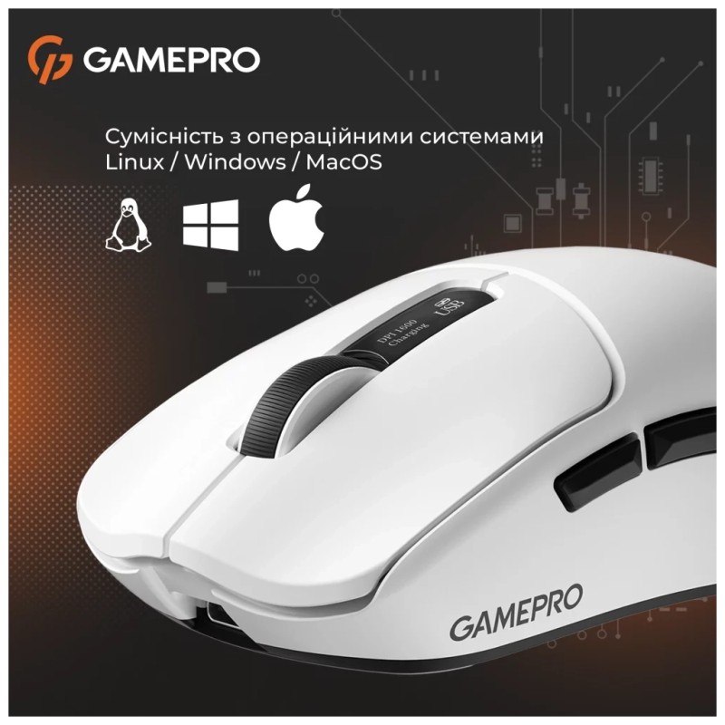 Мышка GamePro Genesis Ranker Wireless/Bluetooth/USB White (GM012W)