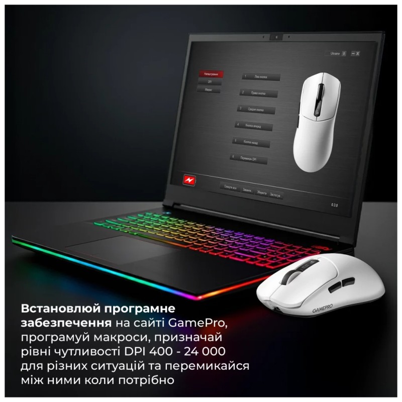 Мышка GamePro Genesis Ranker Wireless/Bluetooth/USB White (GM012W)