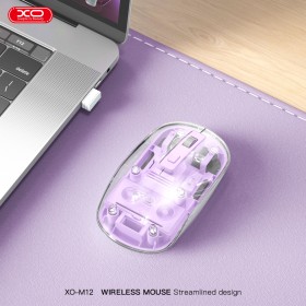 Мышка XO M12 Wireless Transparent/Pink (M12 Purple)