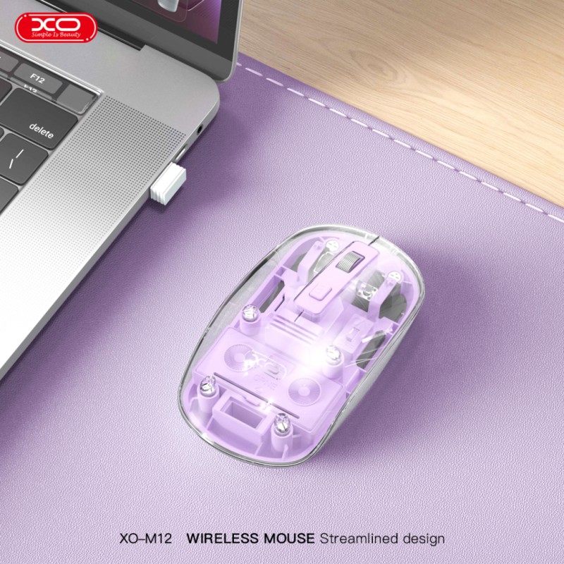 Мышка XO M12 Wireless Transparent/Pink (M12 Purple)