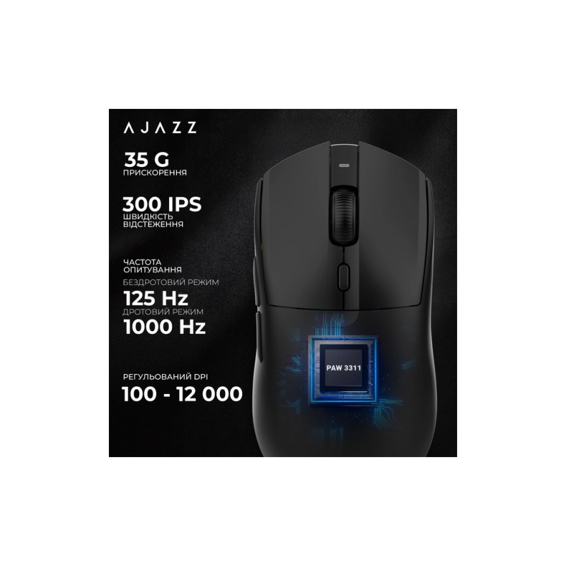 Мышка Ajazz AJ139 V2 MC Wireless/Bluetooth/USB Black (AJ139-V2-MC-B)