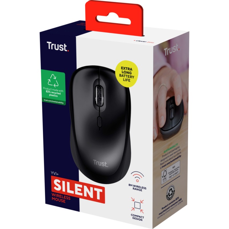 Мышка Trust Yvi+ Silent Wireless Glossy Black (25512)