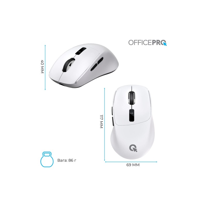 Мышка OfficePro M398W Wireless/Bluetooth White (M398W)