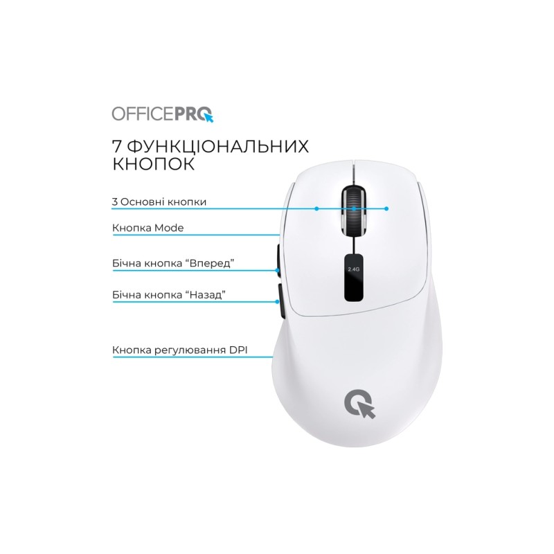 Мышка OfficePro M398W Wireless/Bluetooth White (M398W)