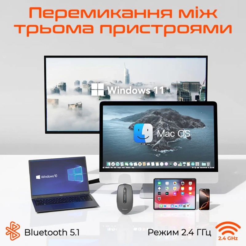 Мышка Meetion BTM100R Wireless/Bluetooth Black (MT-BTM100R-A)